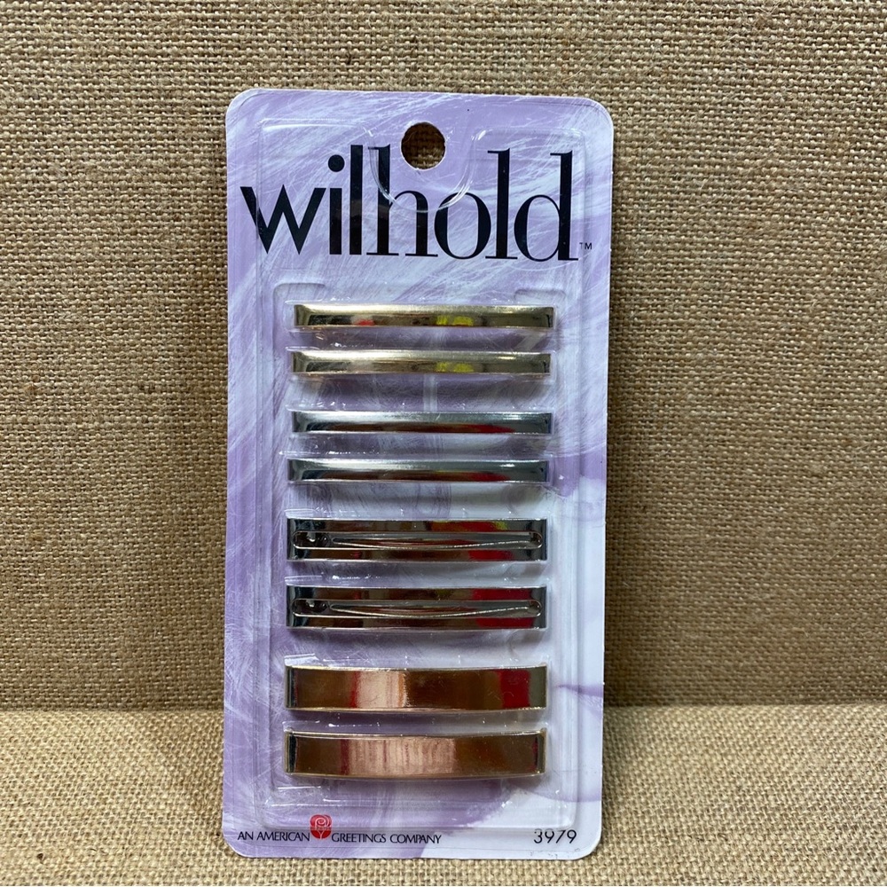 Wilhold Barrettes Vtg Set 8 New Old Stock 2.5 inch gold and silver bar clasp